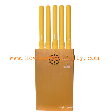 Portable 5-Antennas CDMA/GSM/Dcs/3G Cellphone Signal Jammer/GPS Jammer/WiFi Jammer